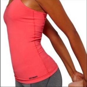 NWT Ivy Park Coral Active V-Back Mesh Inset Tank